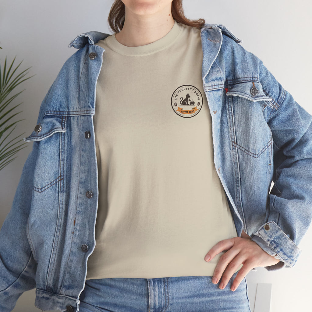 Purrfect Brew Coffee Shop Logo T-Shirt