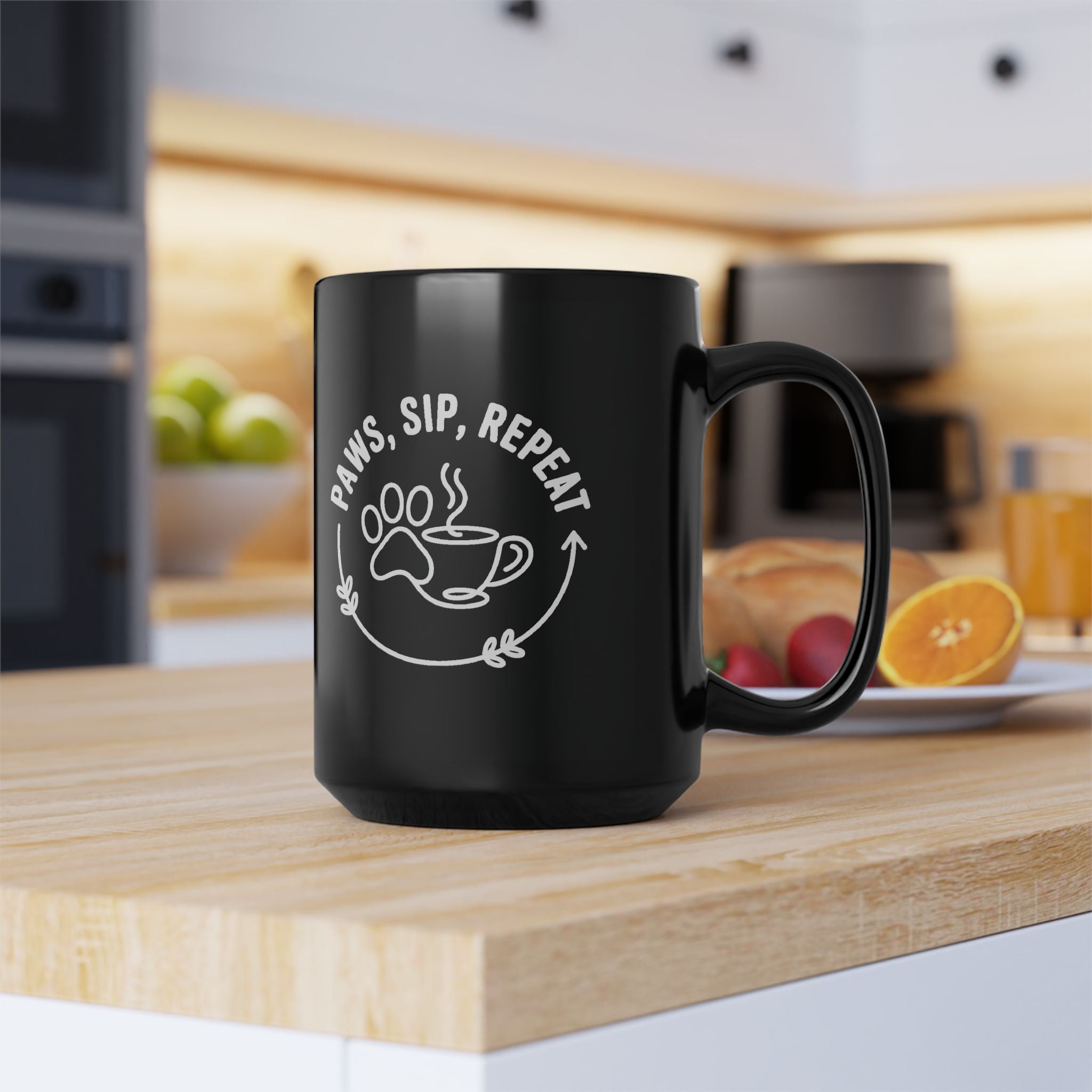 Paws Sip Repeat Mug (Black)