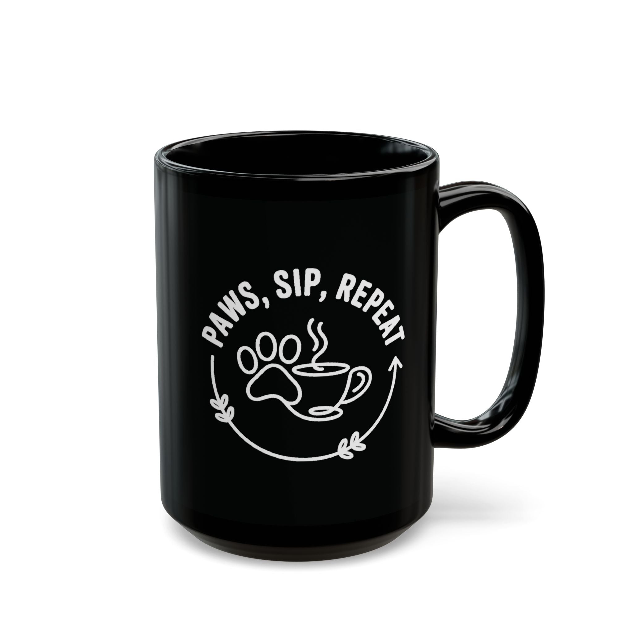 Paws Sip Repeat Mug (Black)