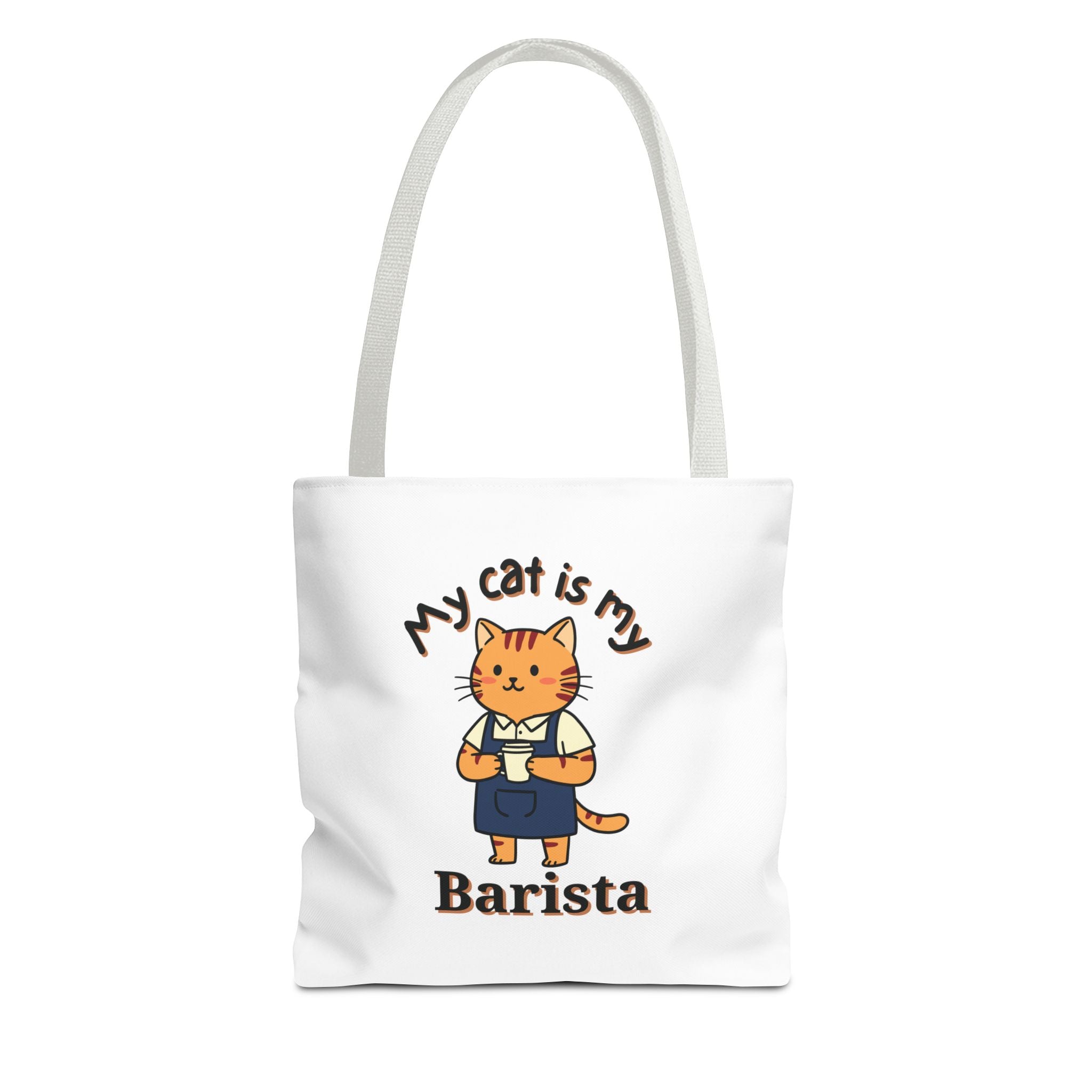 Cat Barista Tote Bag — "My Cat Is My Barista" Cute Coffee Lover Canvas Tote