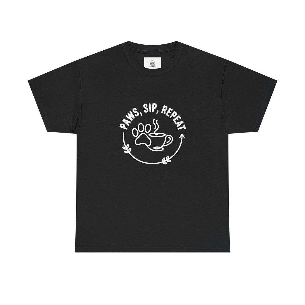 Paws, Sip, Repeat Unisex Tee - Gift for Cat Lovers and Coffee Enthusiasts