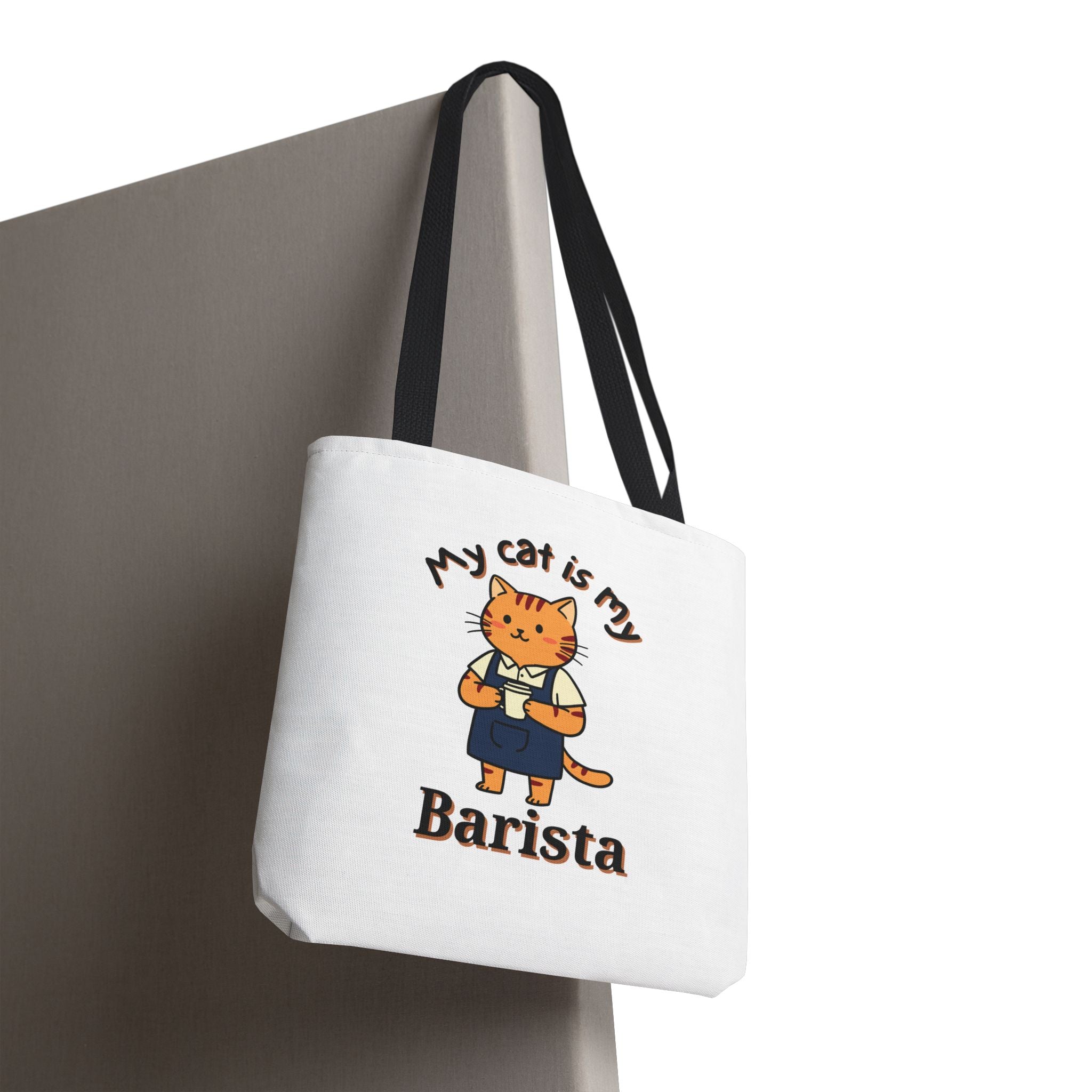 Cat Barista Tote Bag — "My Cat Is My Barista" Cute Coffee Lover Canvas Tote