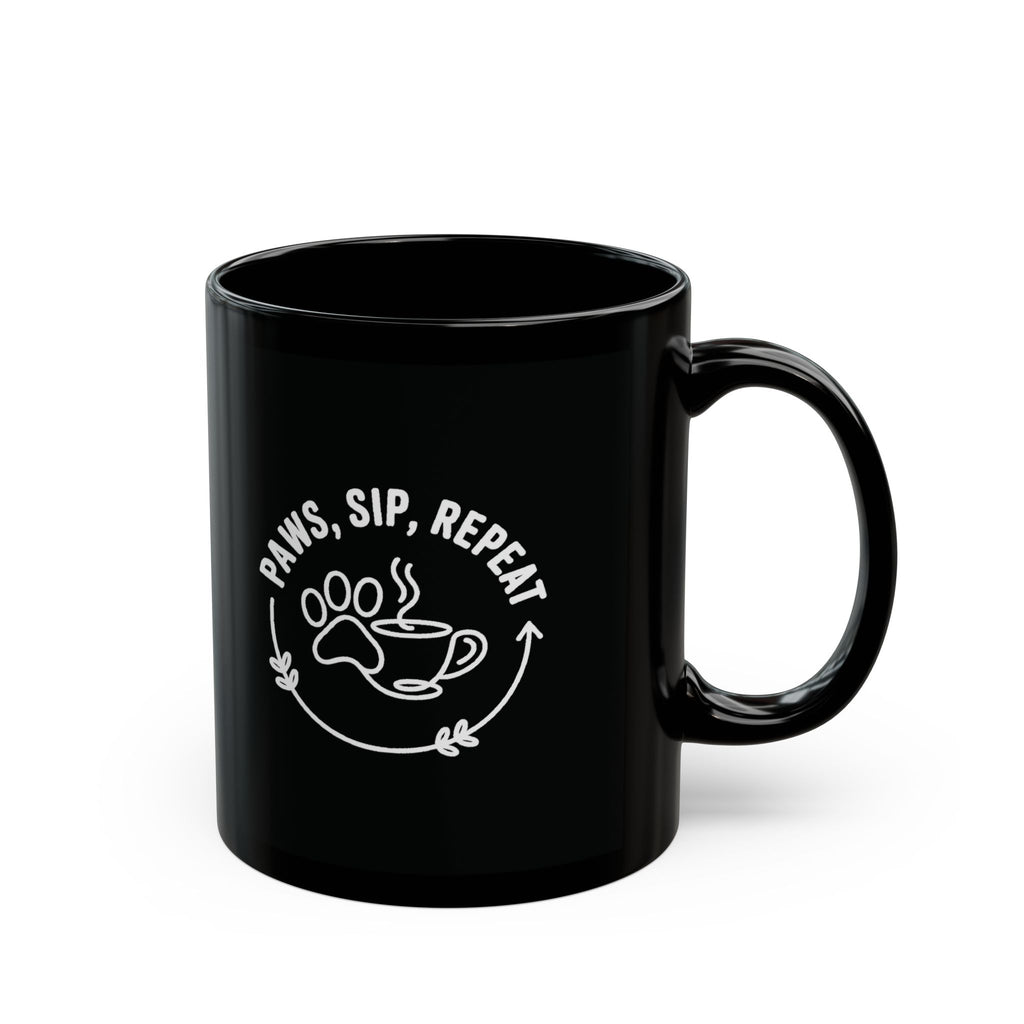Paws Sip Repeat Mug, Funny Cat Mug, Dog Lover Gift, Pet Owner Ceramic Cup, Cozy Beverage Container