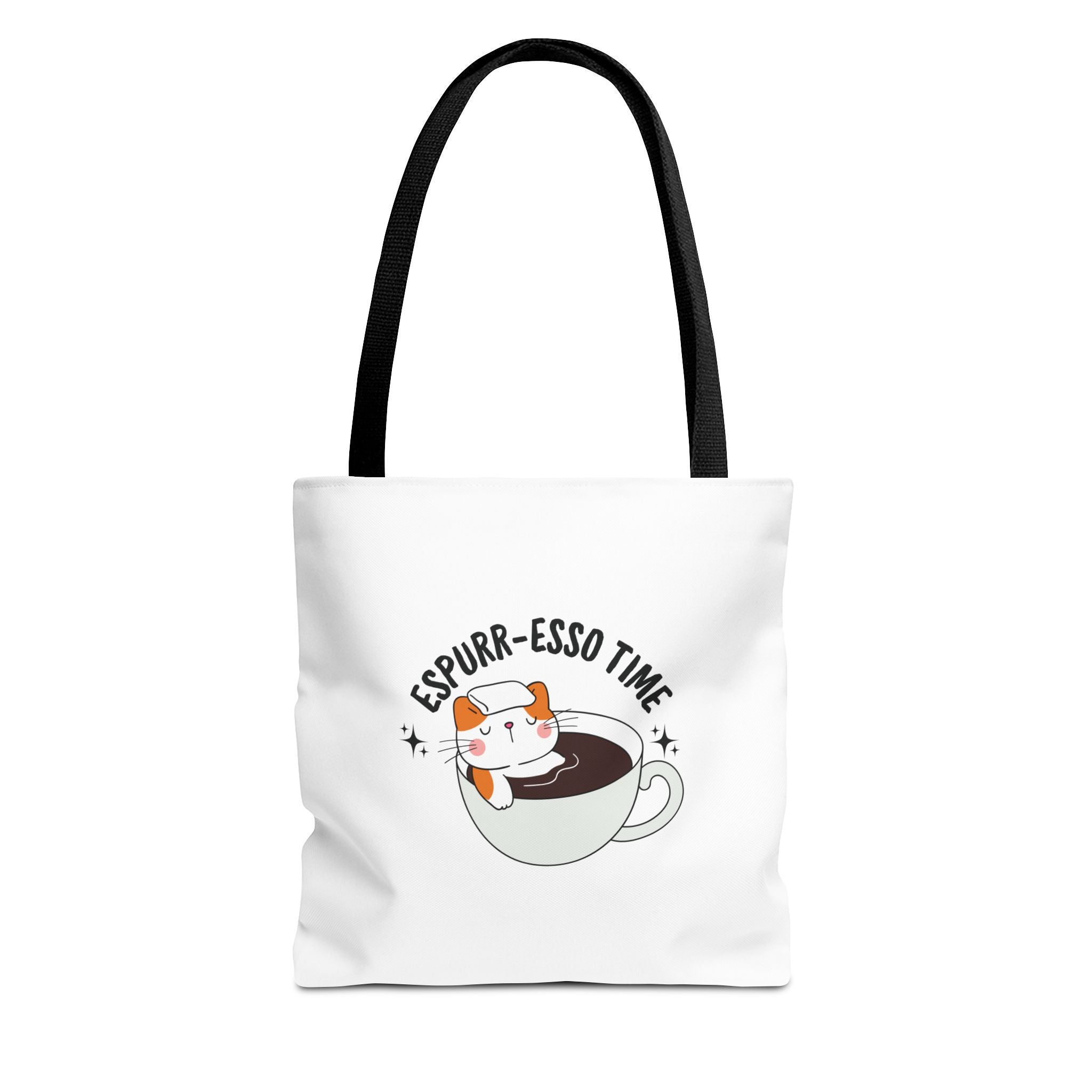 Espurr-Esso Tote Bag - AOP Tote, Animal-themed Accessories, Gift for Pet Owners/Coffee lovers