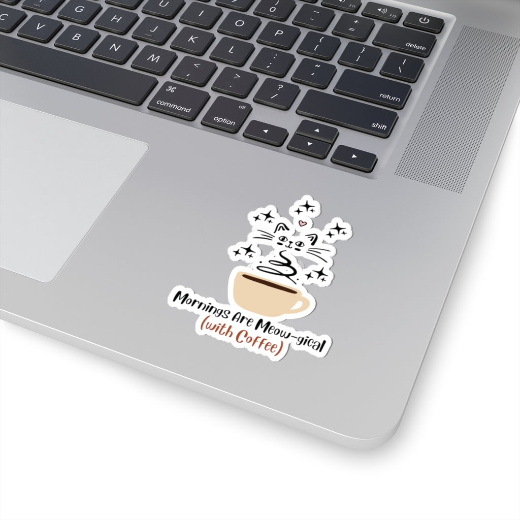 Meow-gical Mornings Coffee Cat Sticker