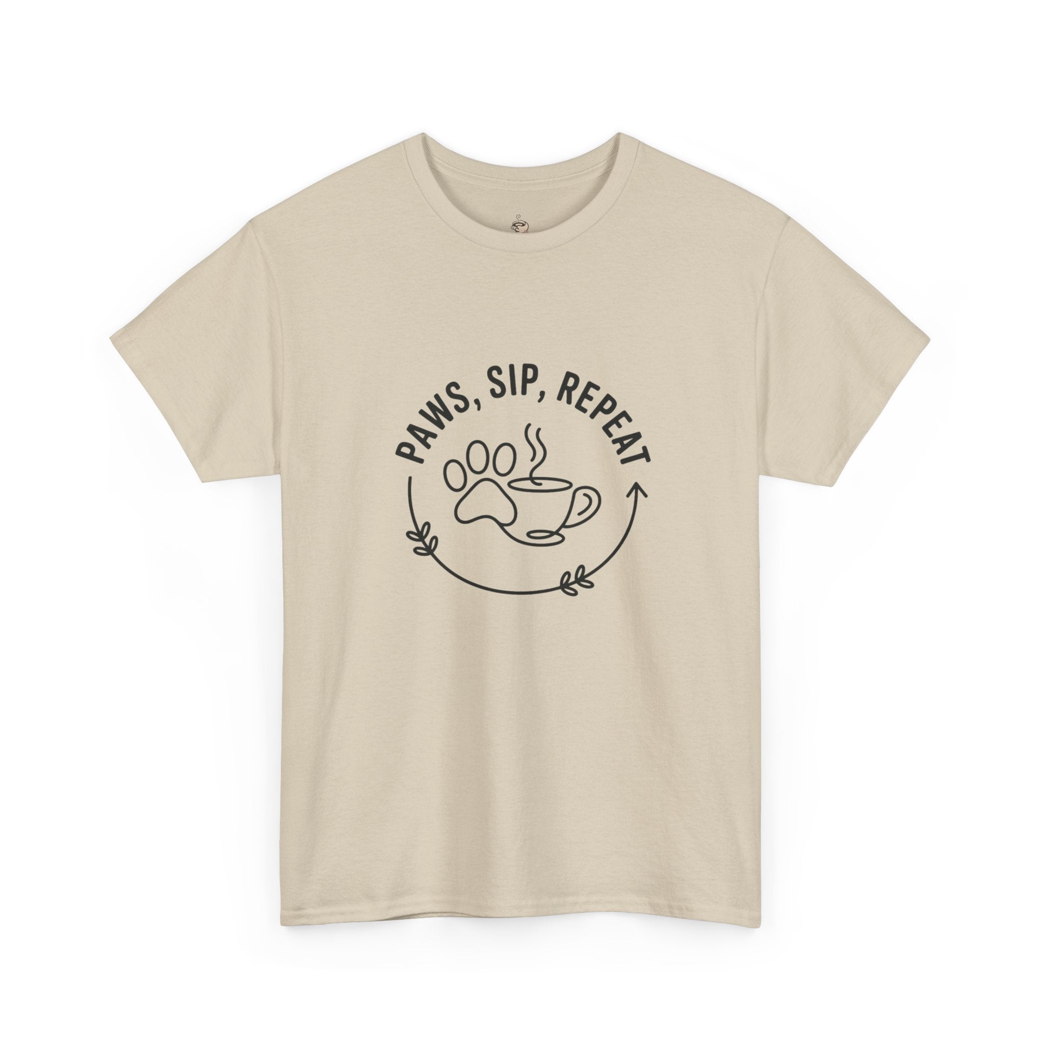 Paws, Sip, Repeat Unisex Tee - Gift for Cat Lovers and Coffee Enthusiasts