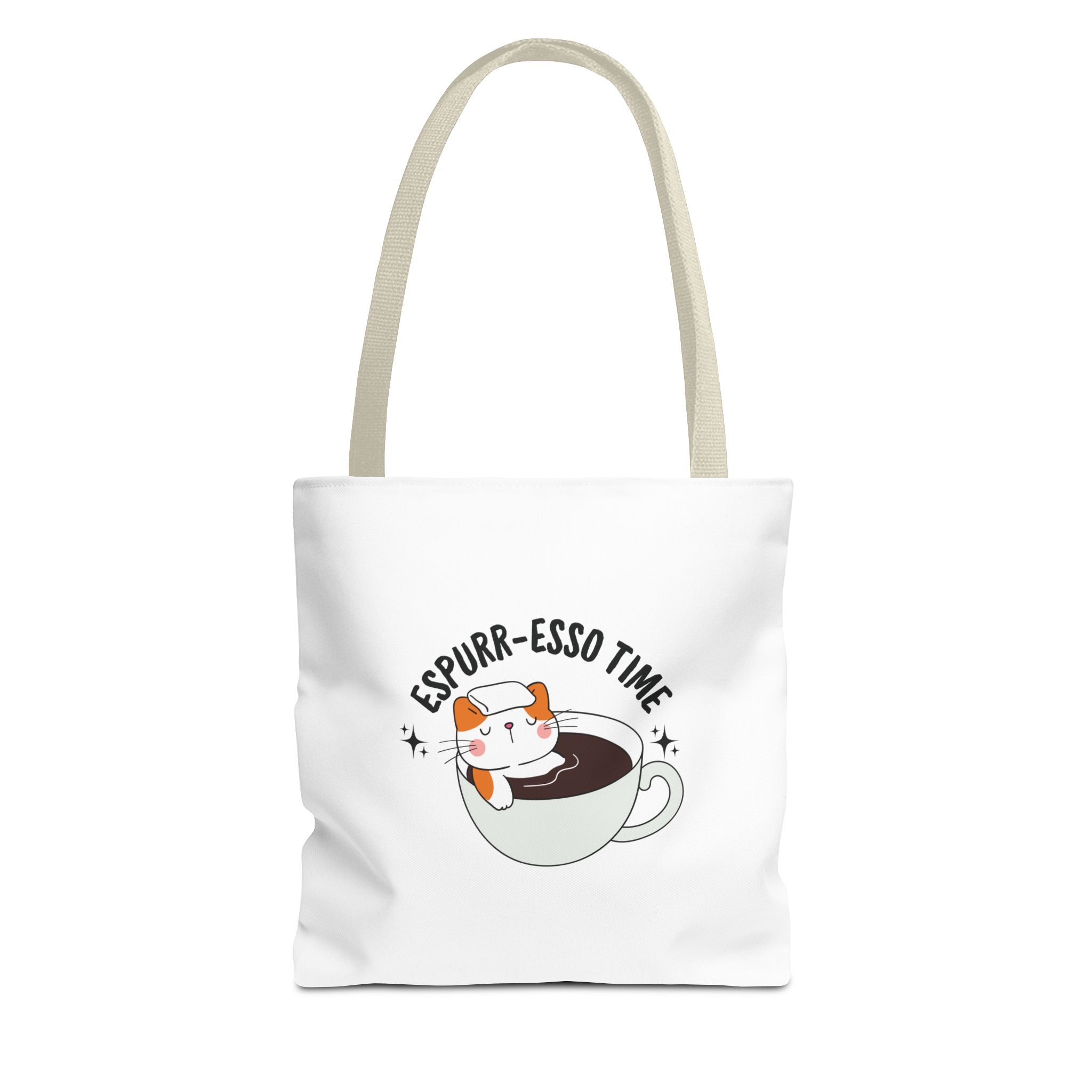 Espurr-Esso Tote Bag - AOP Tote, Animal-themed Accessories, Gift for Pet Owners/Coffee lovers