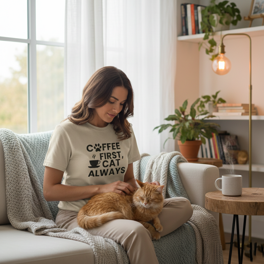 Coffee First, Cat Always T-Shirt