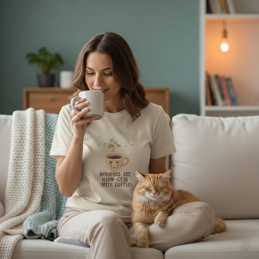 Mornings Are Meow-gical (With Coffee) T-Shirt