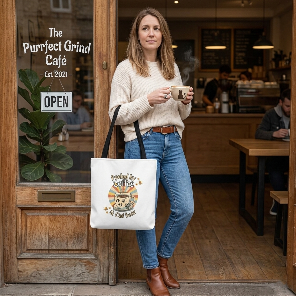 Fueled by Coffee and Cat Hair Eco-Friendly Tote Bag
