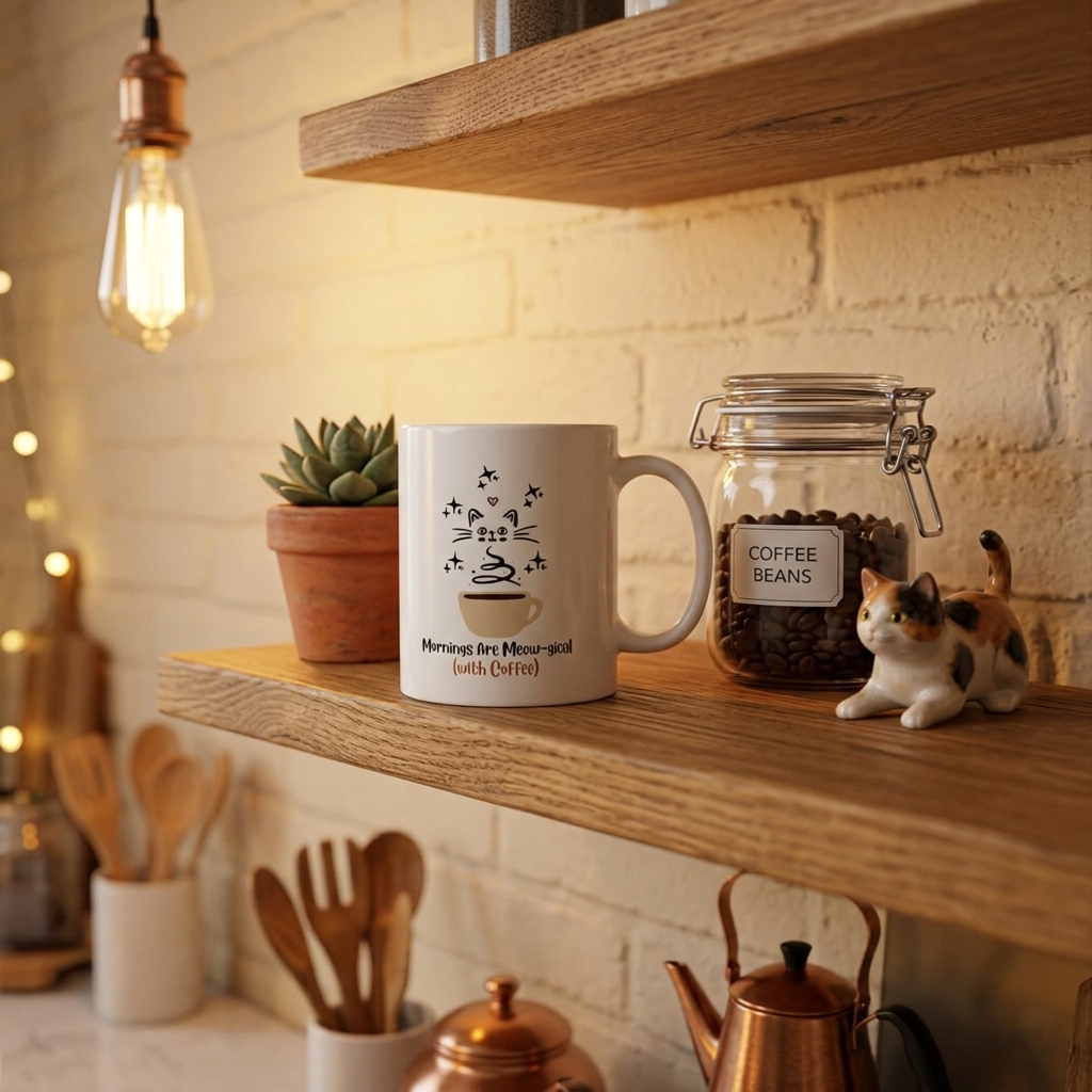 Mornings Are Meow-gical (With Coffee)  Ceramic Mug