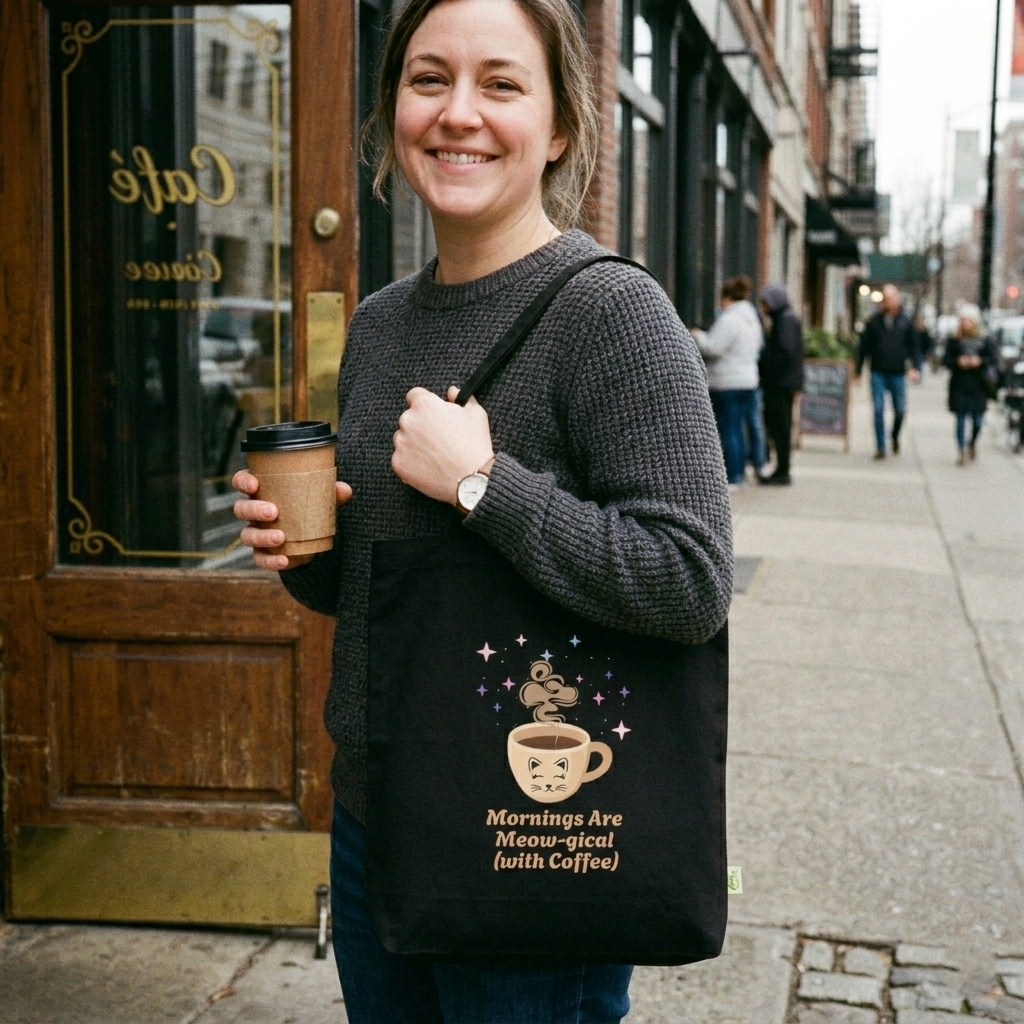 Mornings Are Meow-gical (With Coffee) Organic Tote Bag