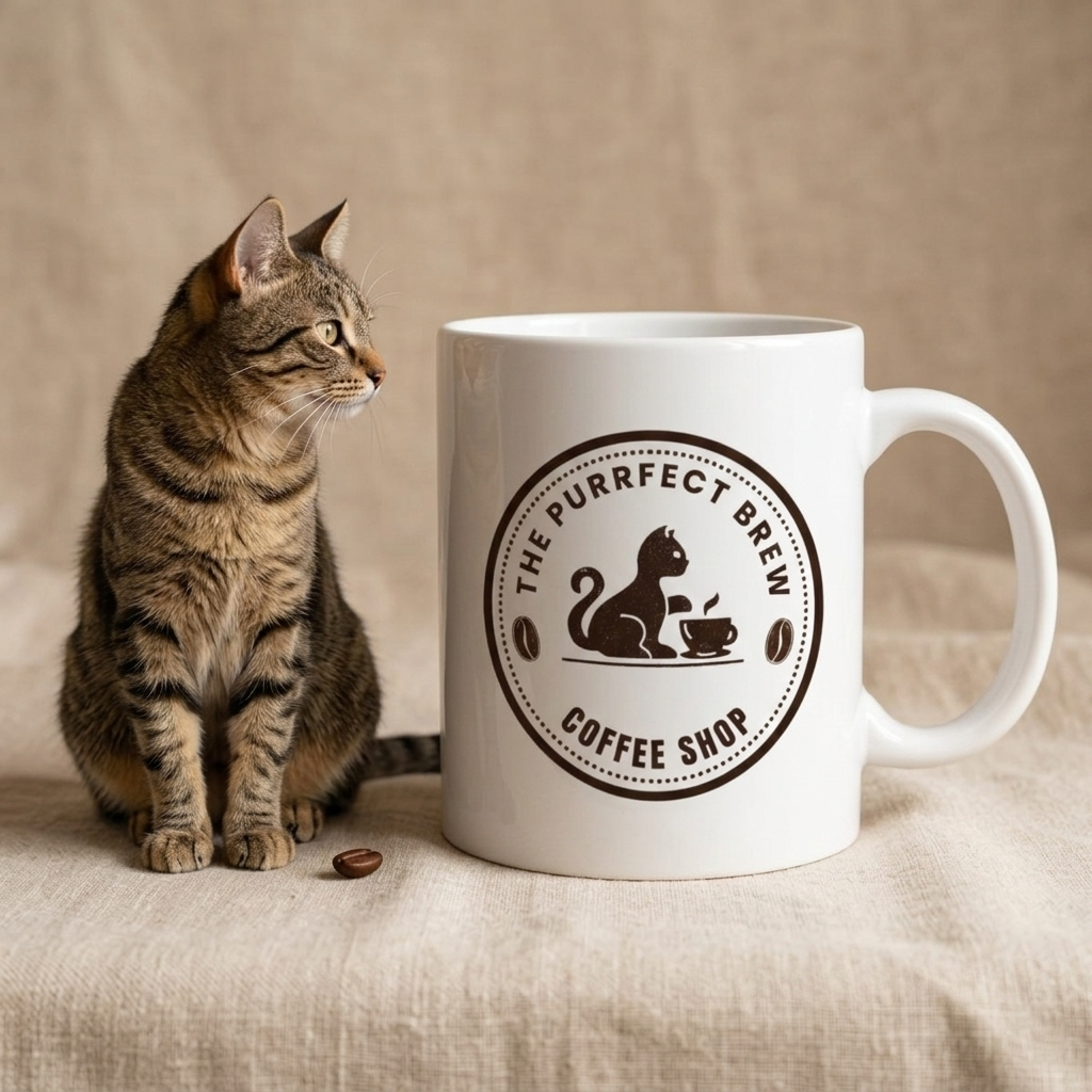 The Purrfect Brew Coffee Shop Ceramic Mug