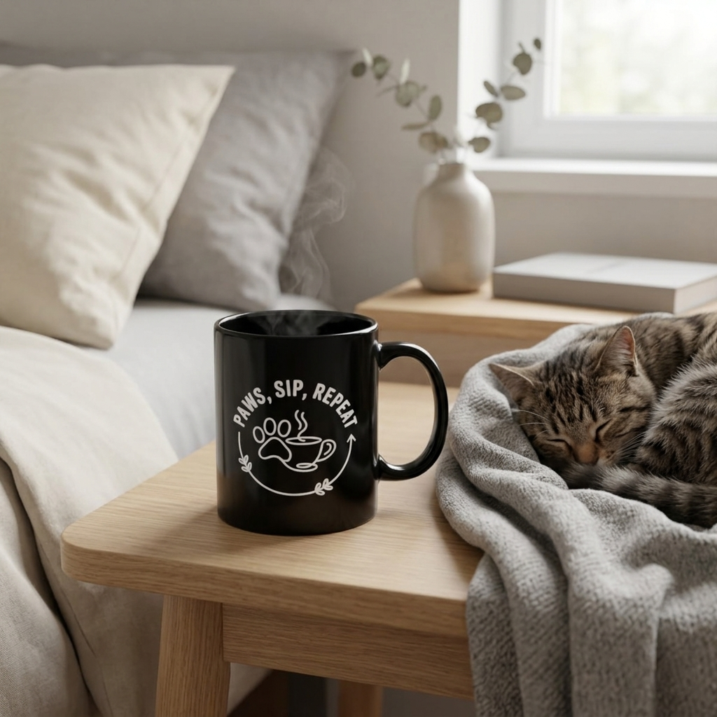 Paws Sip Repeat Mug (Black)