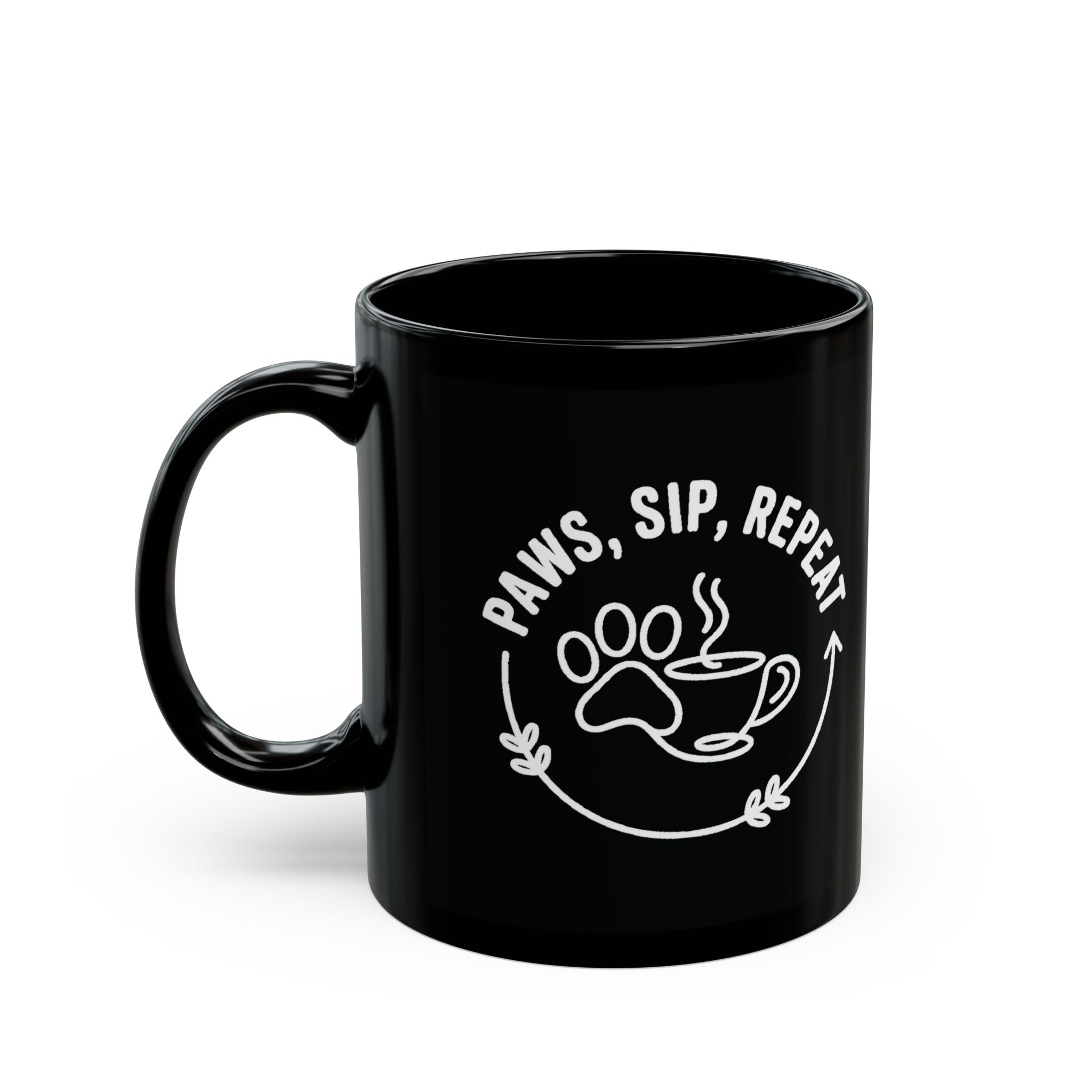 Paws Sip Repeat Mug (Black)