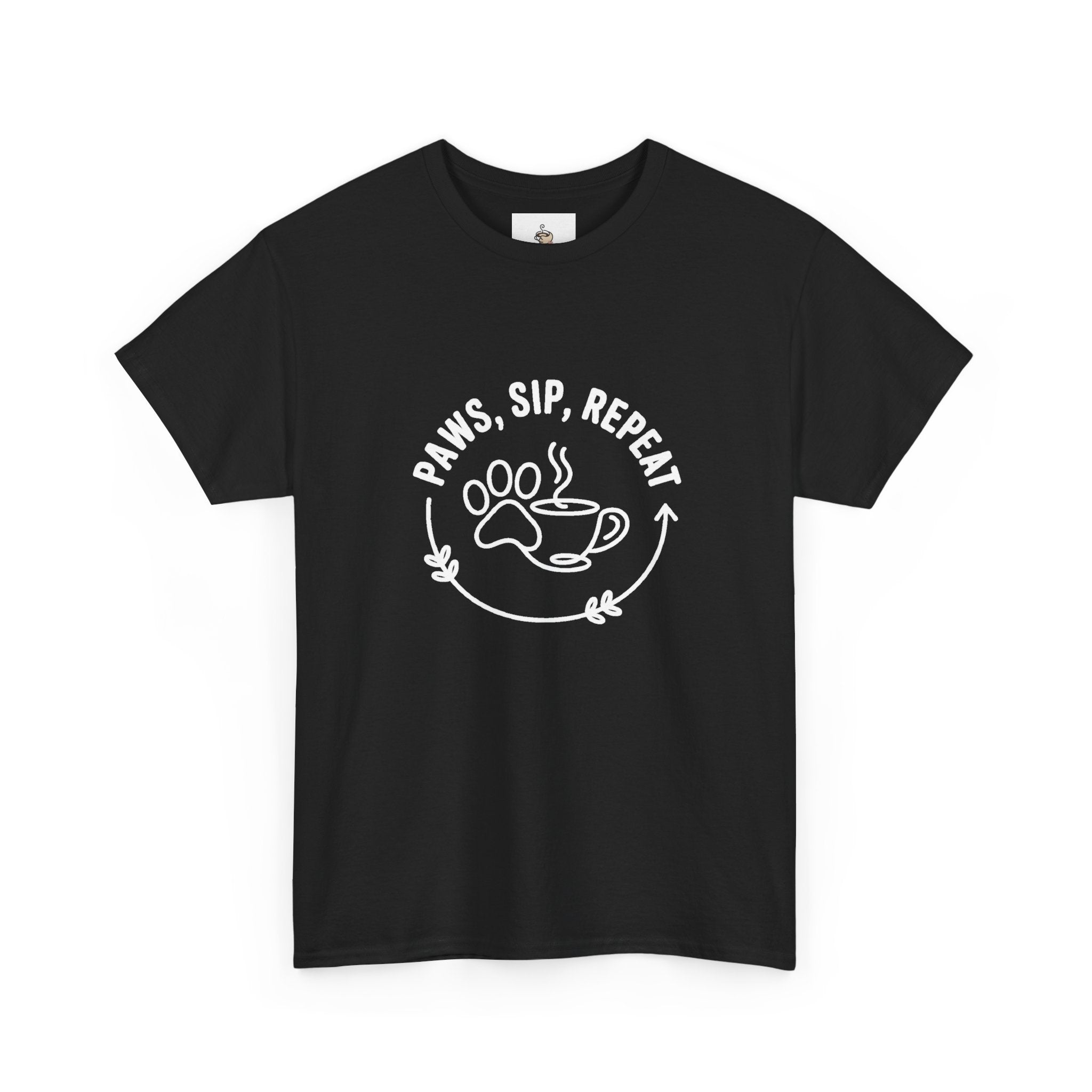 Paws, Sip, Repeat Unisex Tee - Gift for Cat Lovers and Coffee Enthusiasts