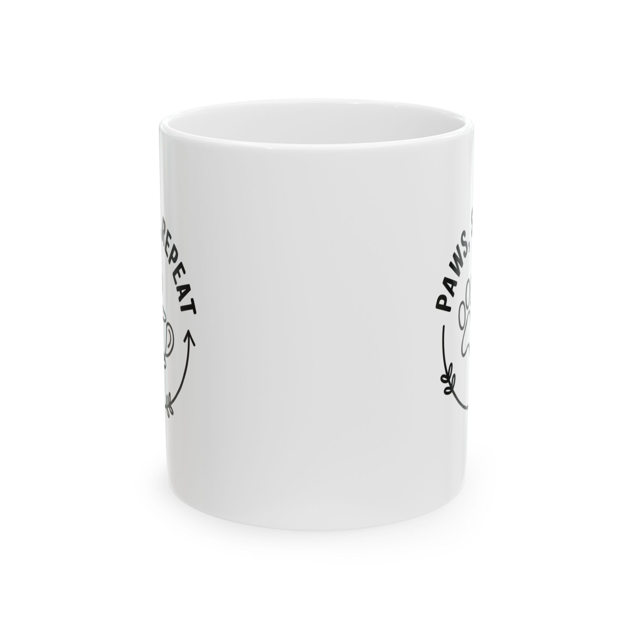 Paws, Sip, Repeat Ceramic white Mug