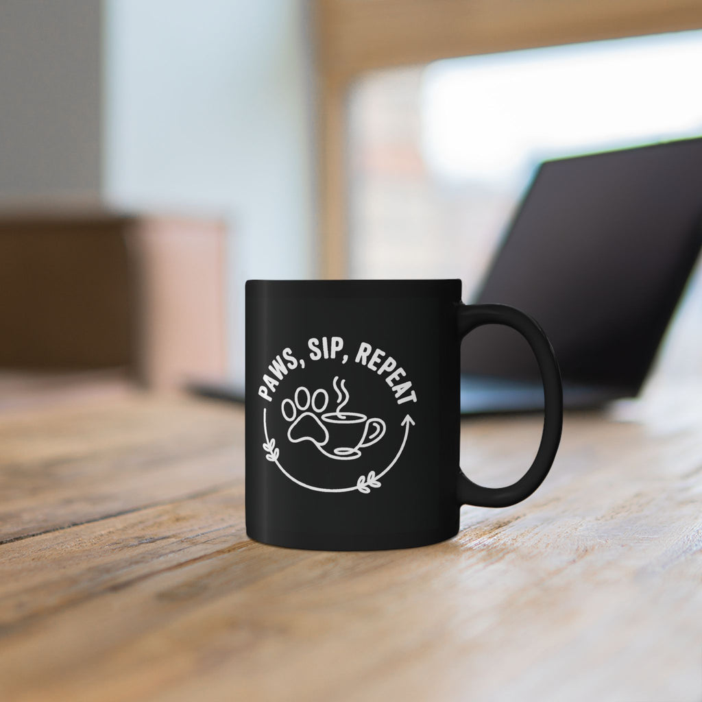 Paws Sip Repeat Mug (Black)