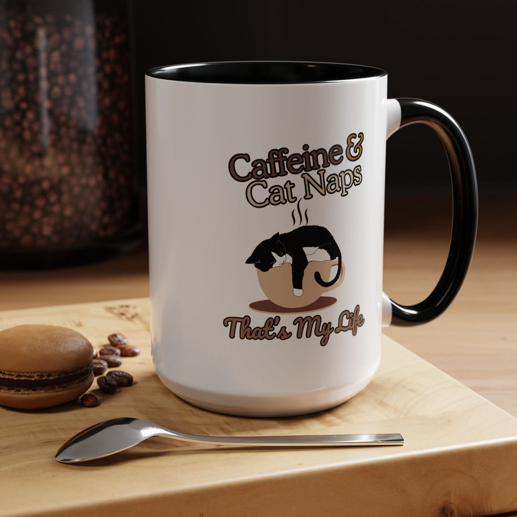 Coffee Mug - Caffeine & Cat Naps, Cat Lover Gift, Funny Cat Mug