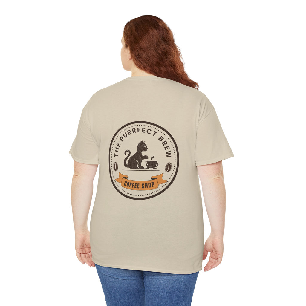 Purrfect Brew Coffee Shop Logo T-Shirt