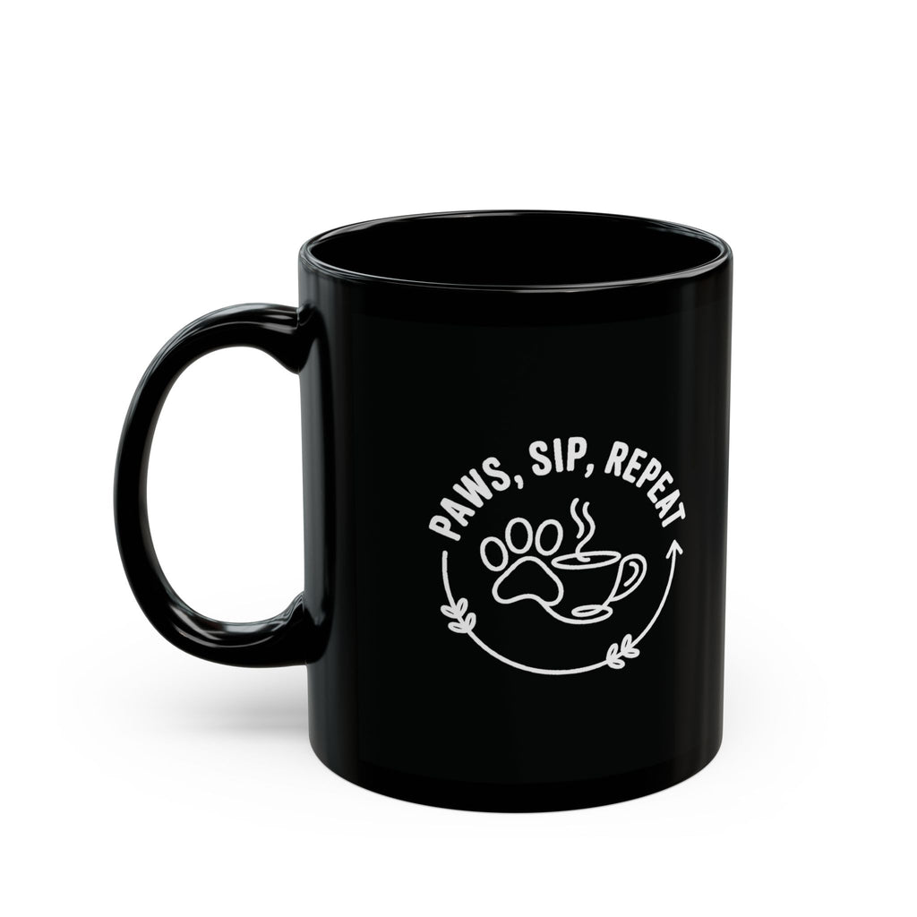 Paws Sip Repeat Mug, Funny Cat Mug, Dog Lover Gift, Pet Owner Ceramic Cup, Cozy Beverage Container