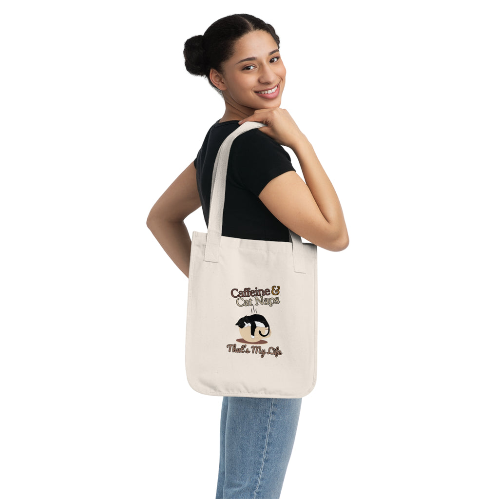 Organic Canvas Tote Bag - Coffee Lover Cat Parent Design