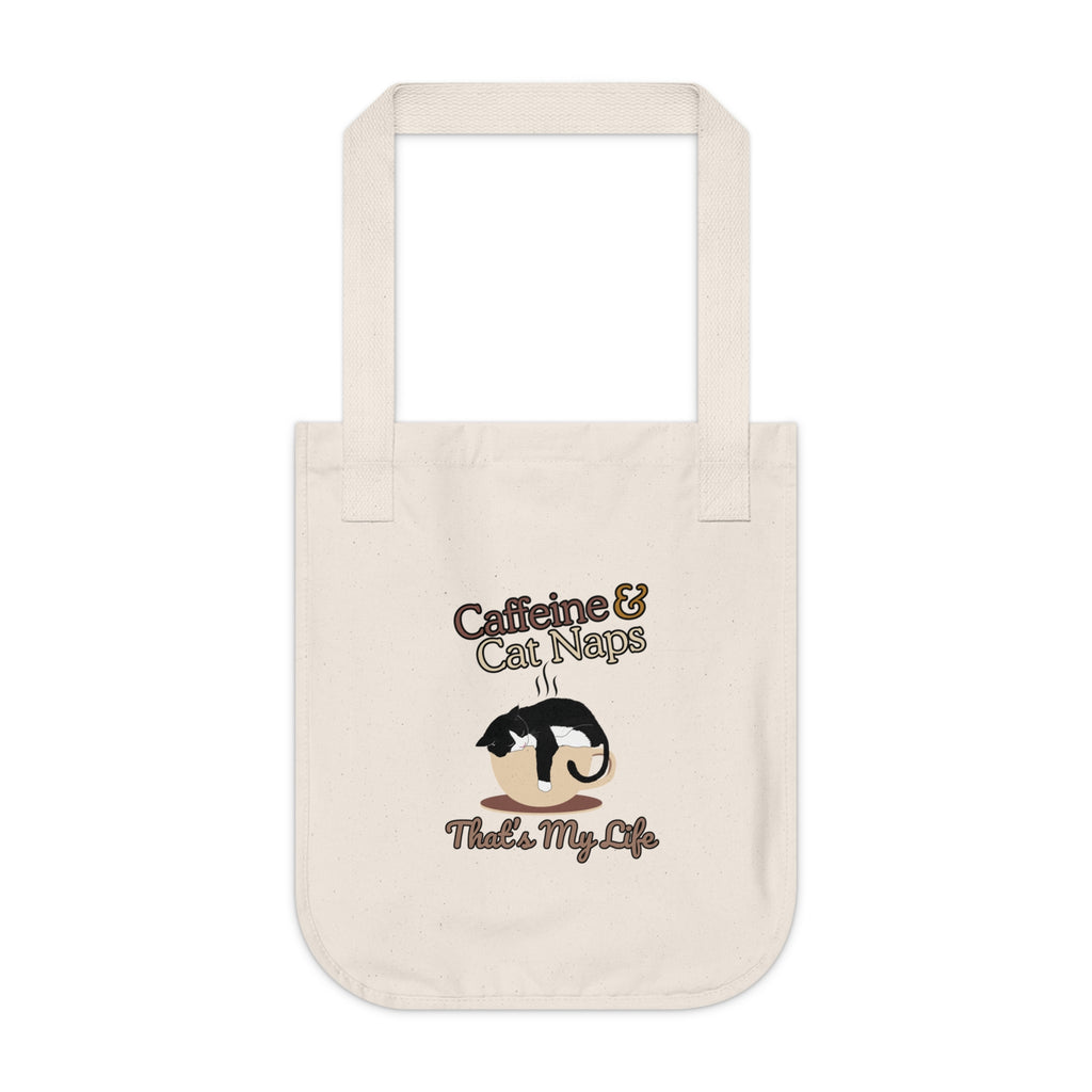 Organic Canvas Tote Bag - Coffee Lover Cat Parent Design