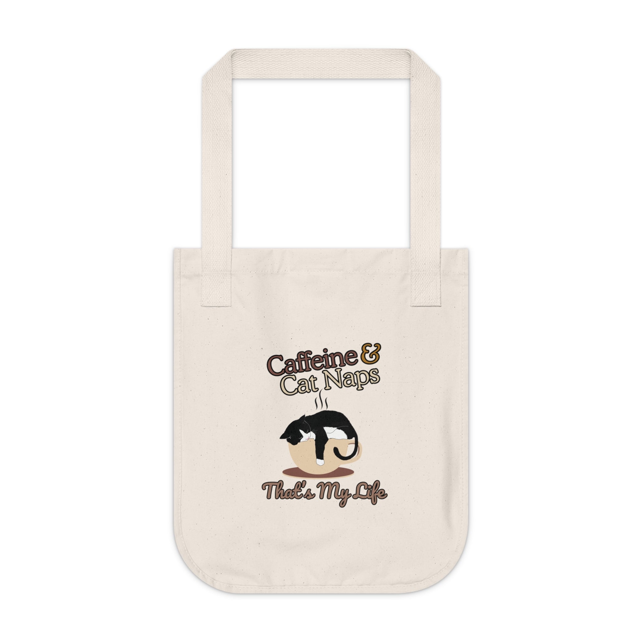 Organic Canvas Tote Bag - Coffee Lover Cat Parent Design