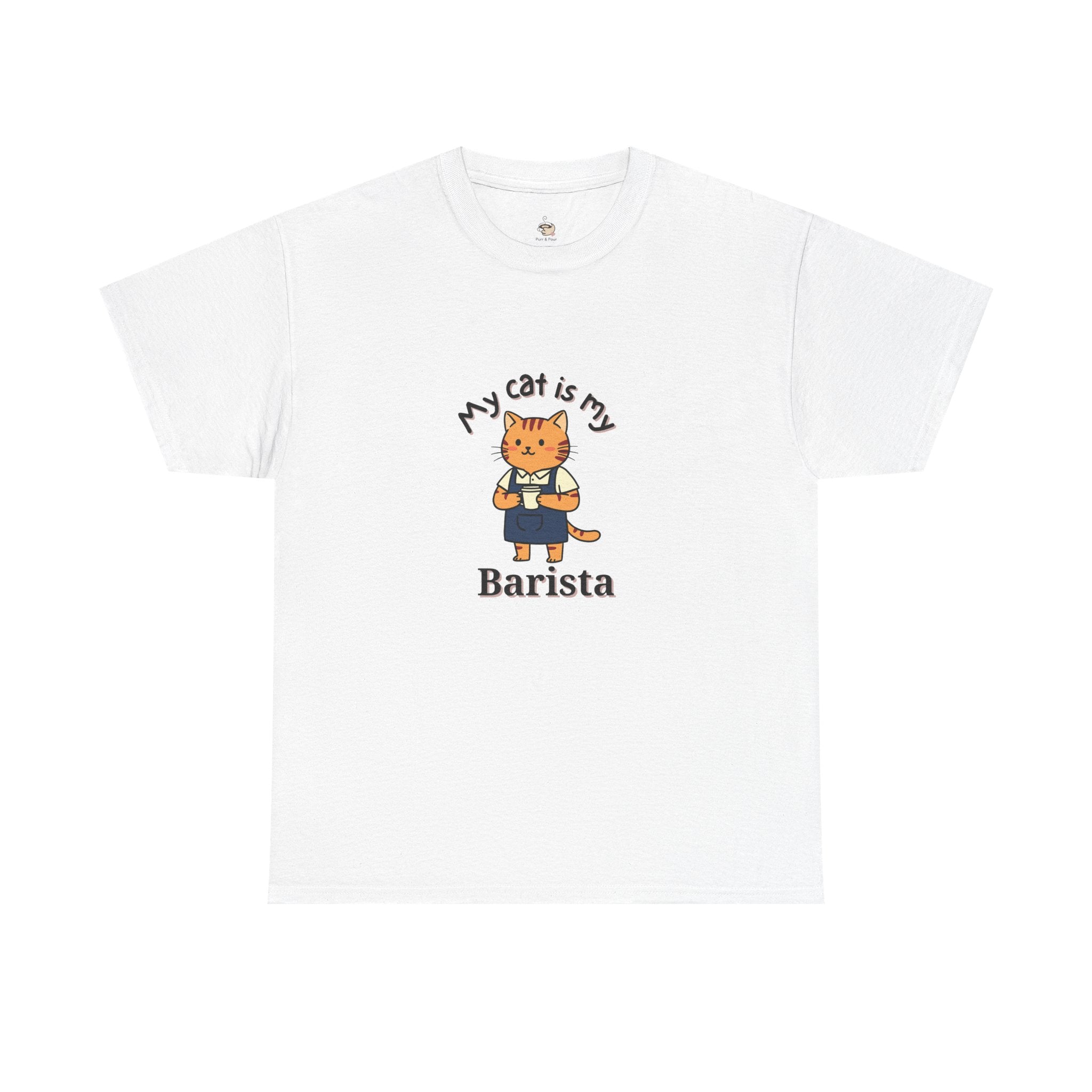 Cat Barista T-Shirt — "My Cat Is My Barista" Cute Coffee Cat Tee