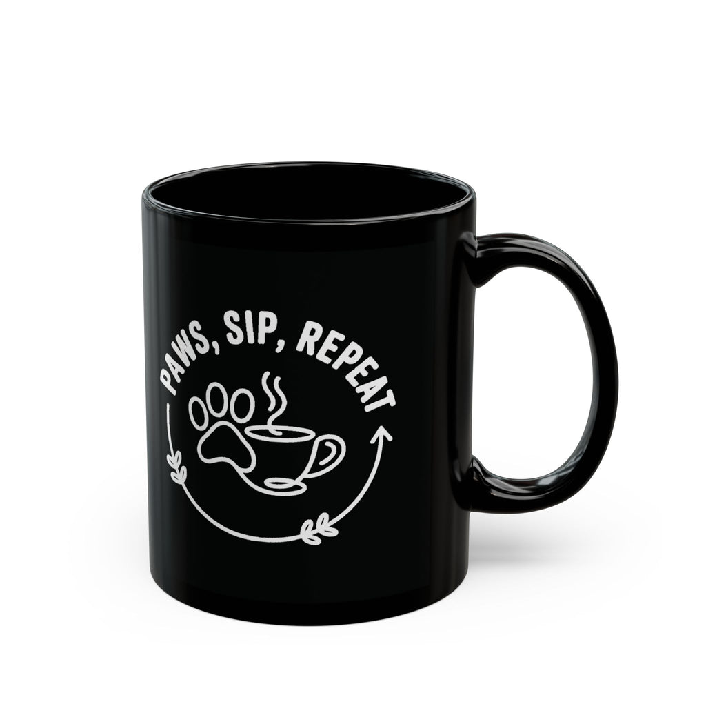 Paws Sip Repeat Mug (Black)