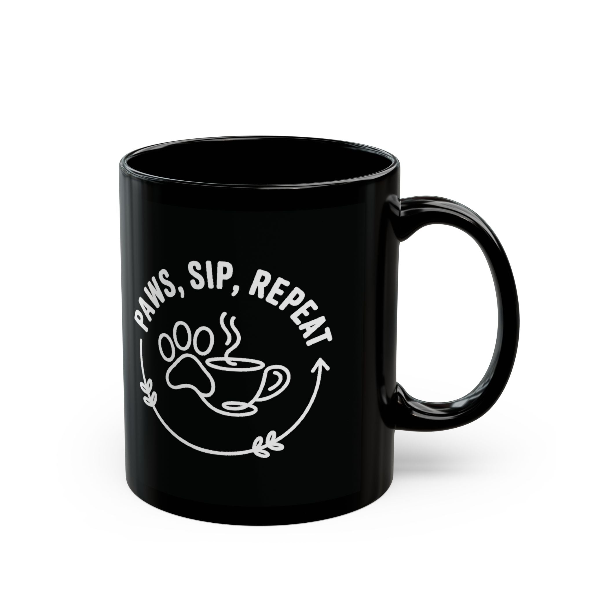 Paws Sip Repeat Mug (Black)