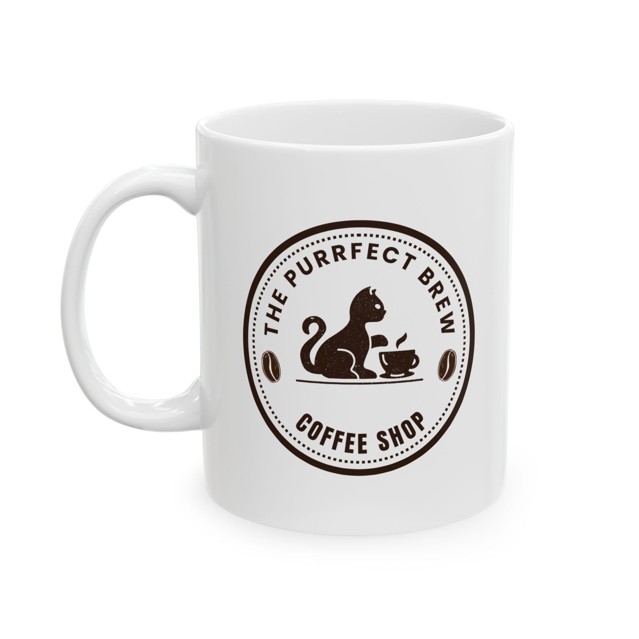 The Purrfect Brew Coffee Shop Ceramic Mug