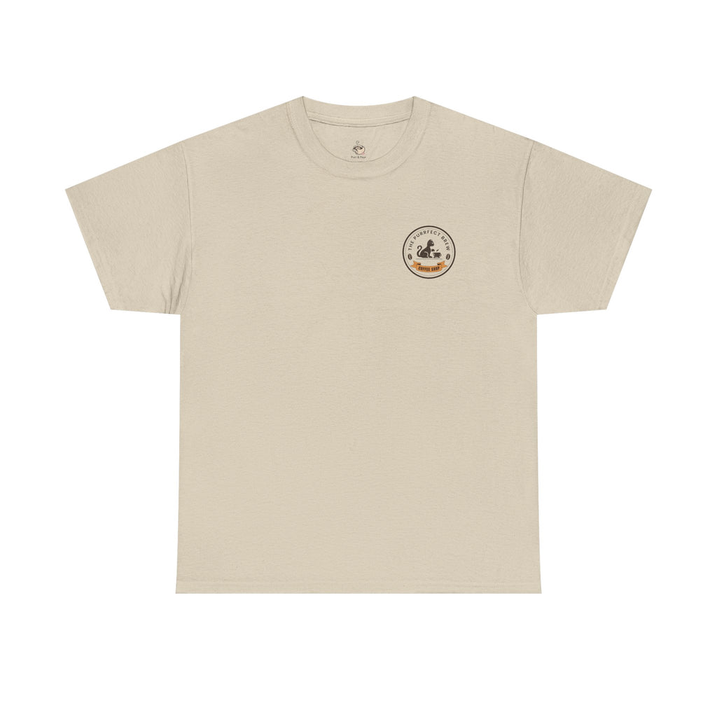 Purrfect Brew Coffee Shop Logo T-Shirt
