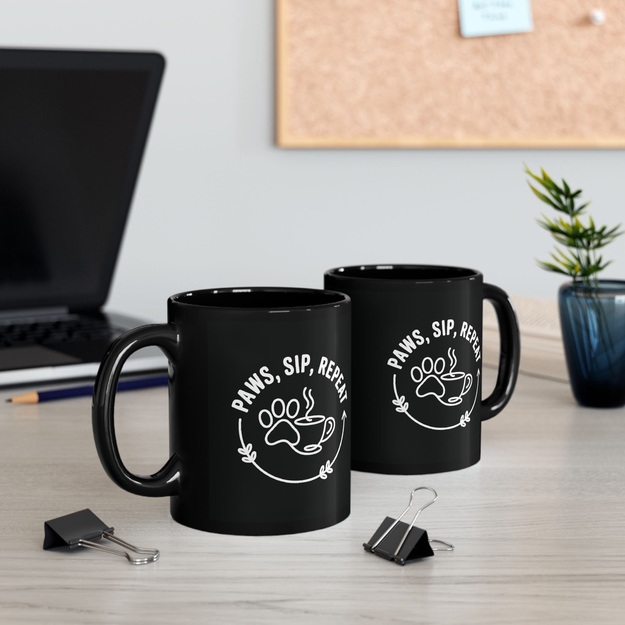 Paws Sip Repeat Mug (Black)