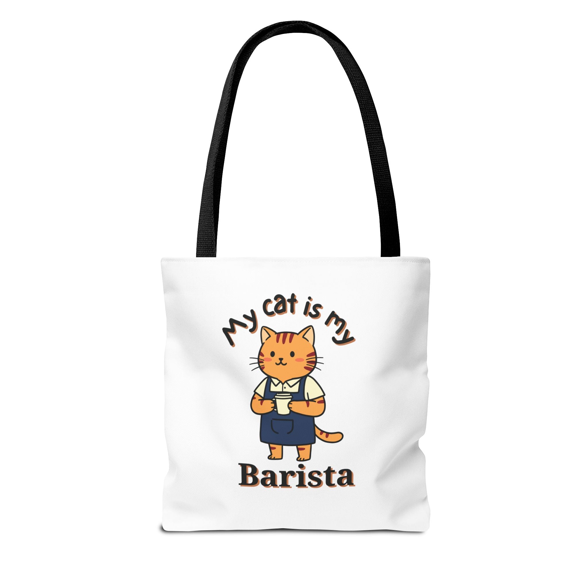 Cat Barista Tote Bag — "My Cat Is My Barista" Cute Coffee Lover Canvas Tote