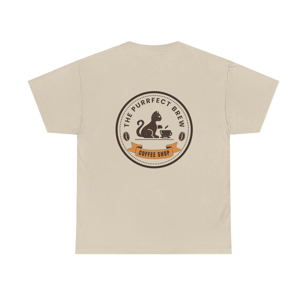 Purrfect Brew Coffee Shop Logo T-Shirt