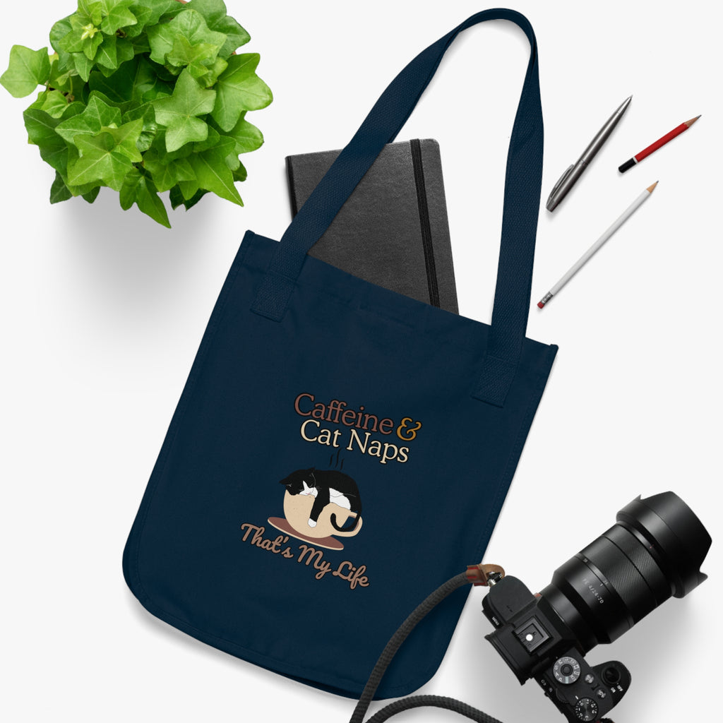 Organic Canvas Tote Bag - Coffee Lover Cat Parent Design