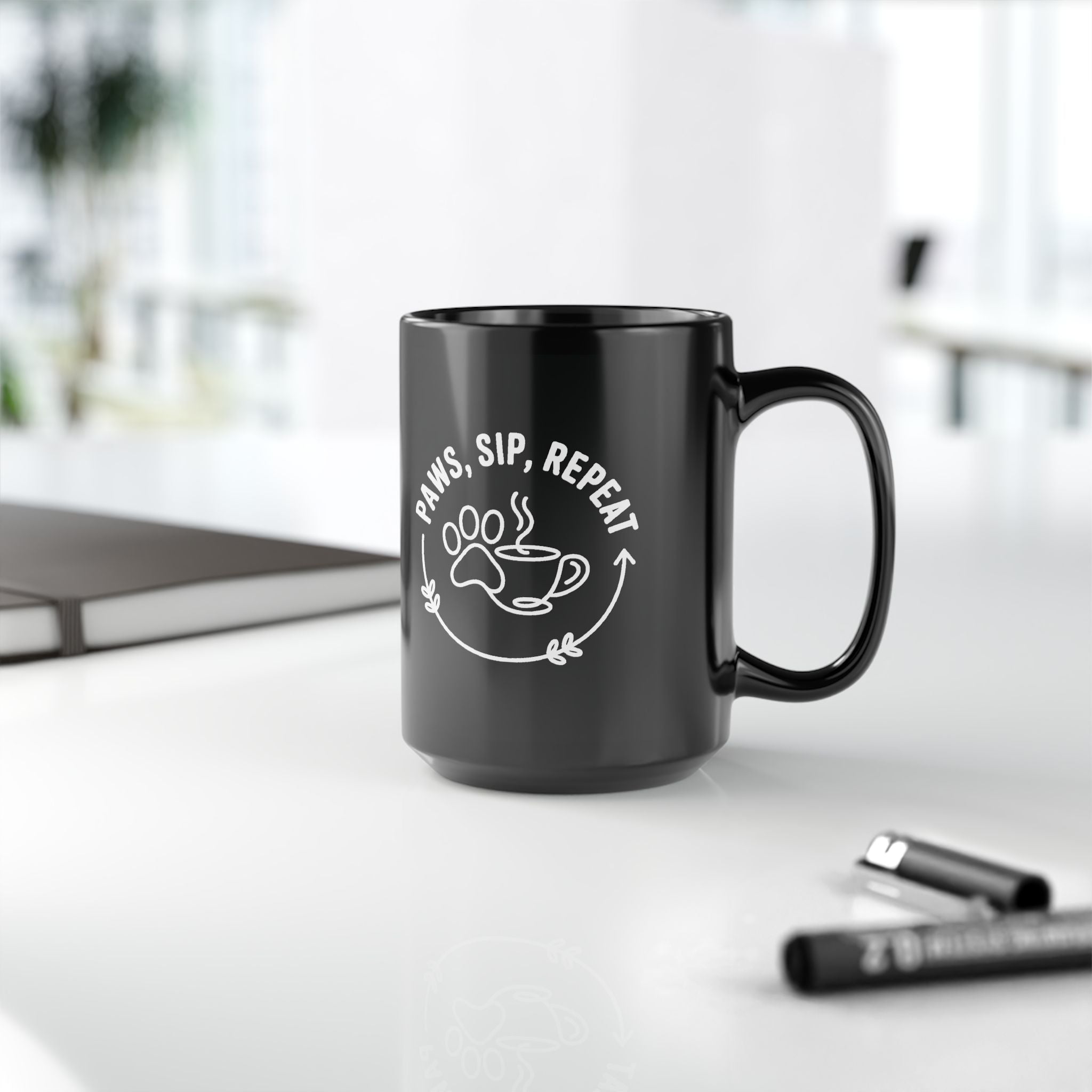 Paws Sip Repeat Mug (Black)