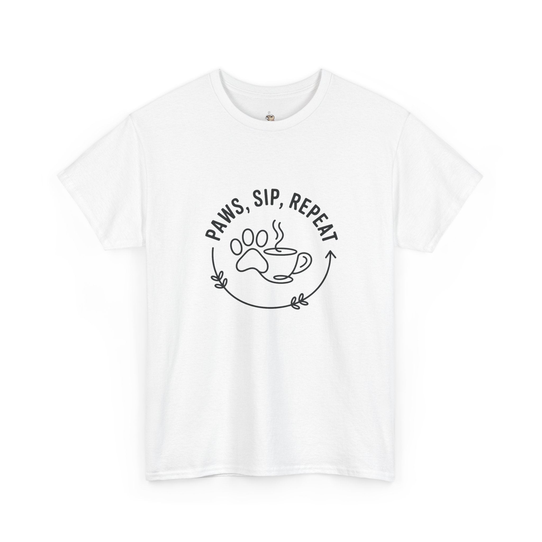 Paws, Sip, Repeat Unisex Tee - Gift for Cat Lovers and Coffee Enthusiasts