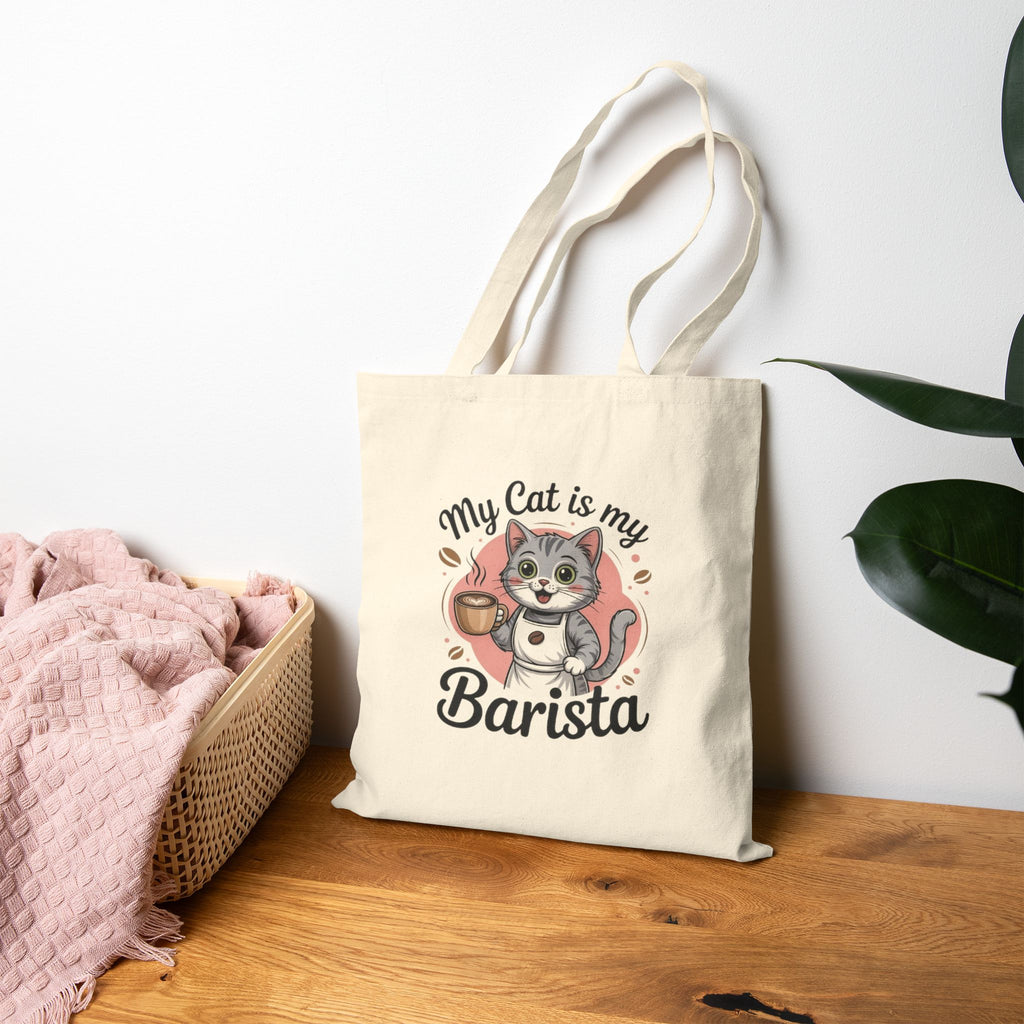 My Cat Is My Barista Canvas Tote Bag