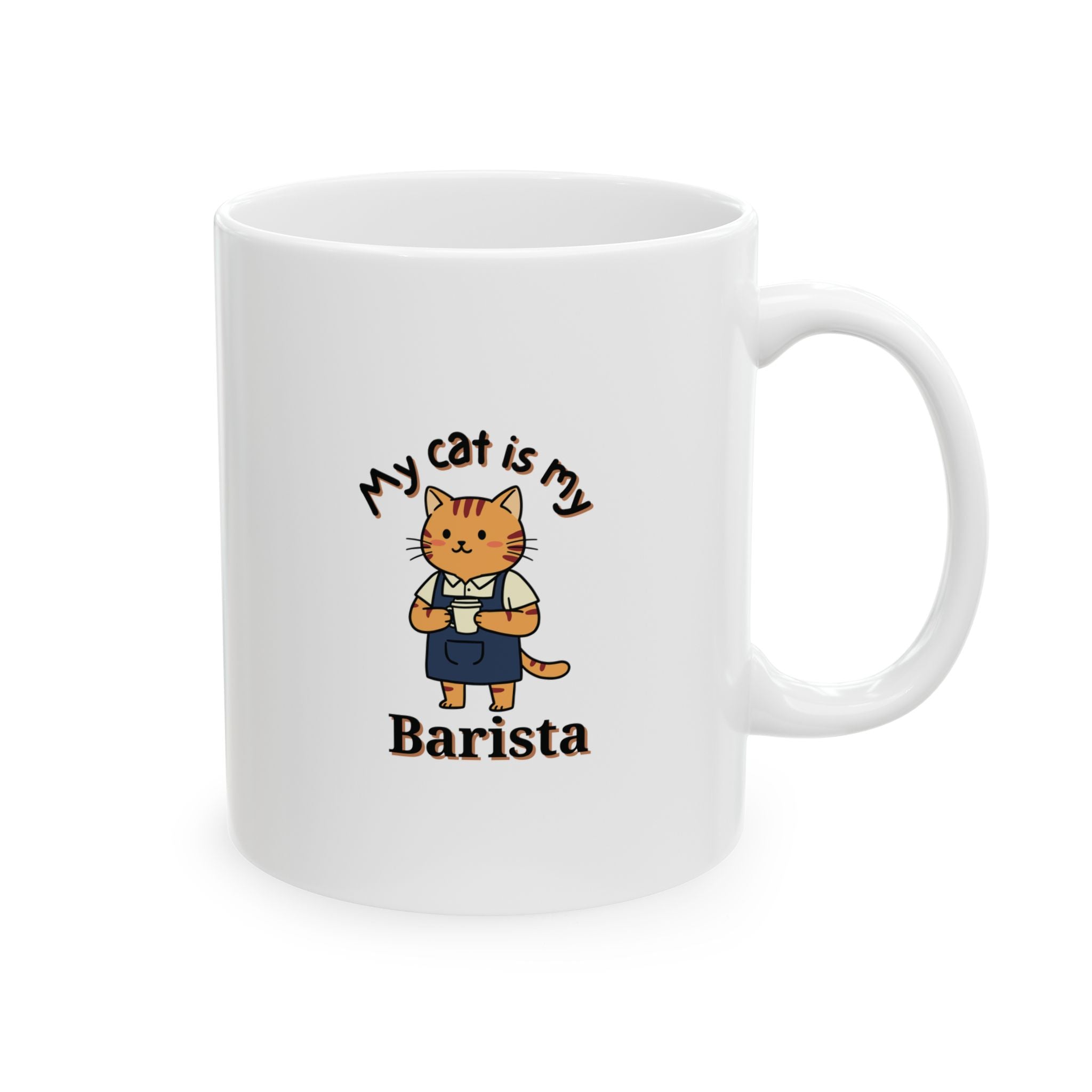 Ceramic Coffee Mug – "My Cat is My Barista" | Funny Cat Lover Gift, Cute Pet Owner Cup, Cat-Themed Drinkware