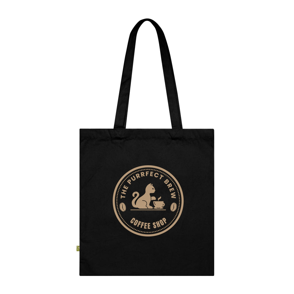 The Purrfect Brew Coffee Shop Organic Tote Bag