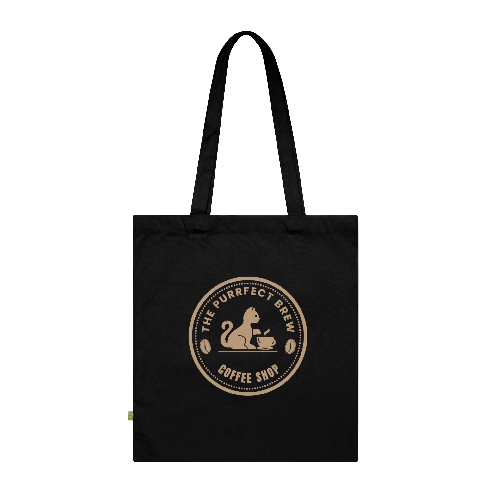 The Purrfect Brew Coffee Shop Organic Tote Bag