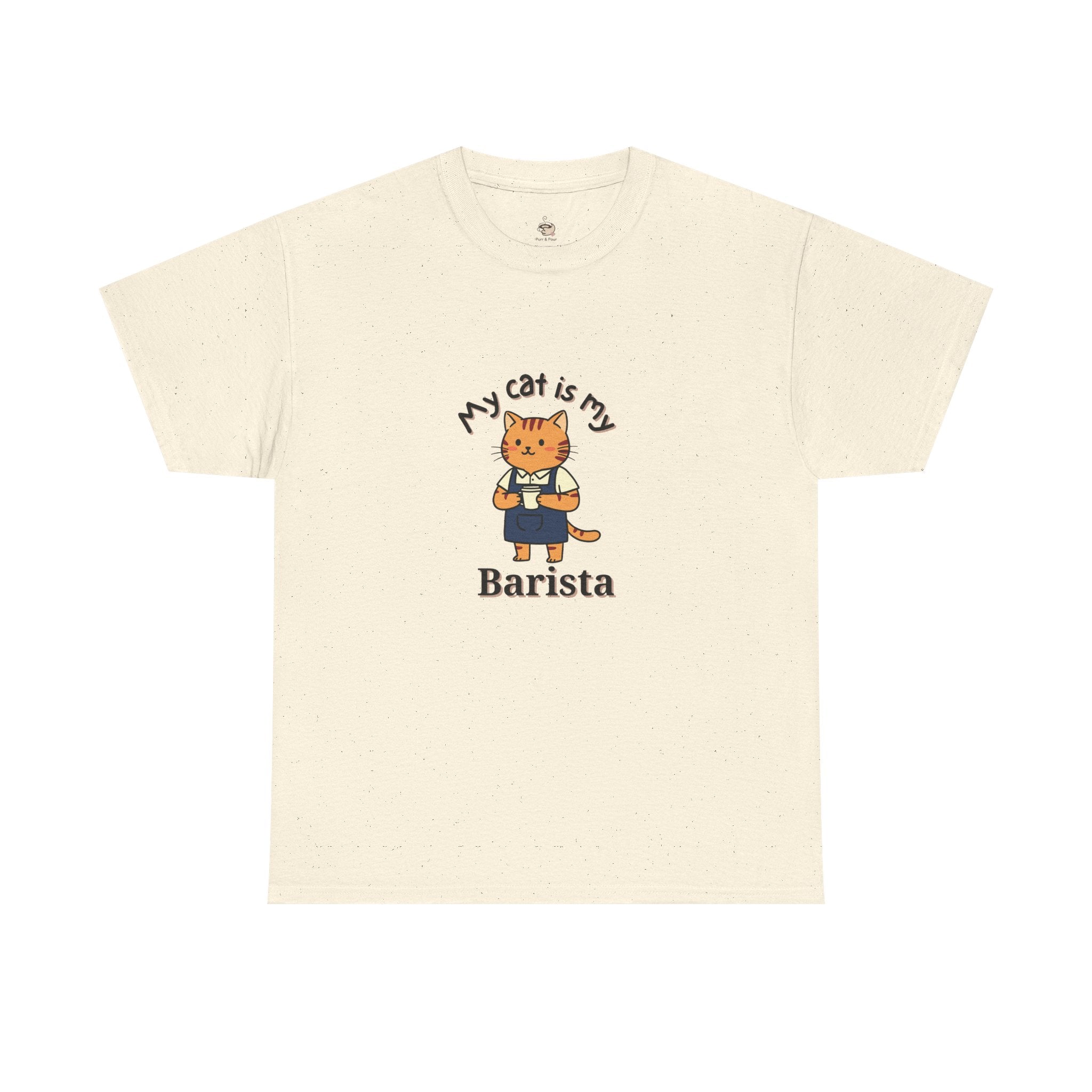Cat Barista T-Shirt — "My Cat Is My Barista" Cute Coffee Cat Tee