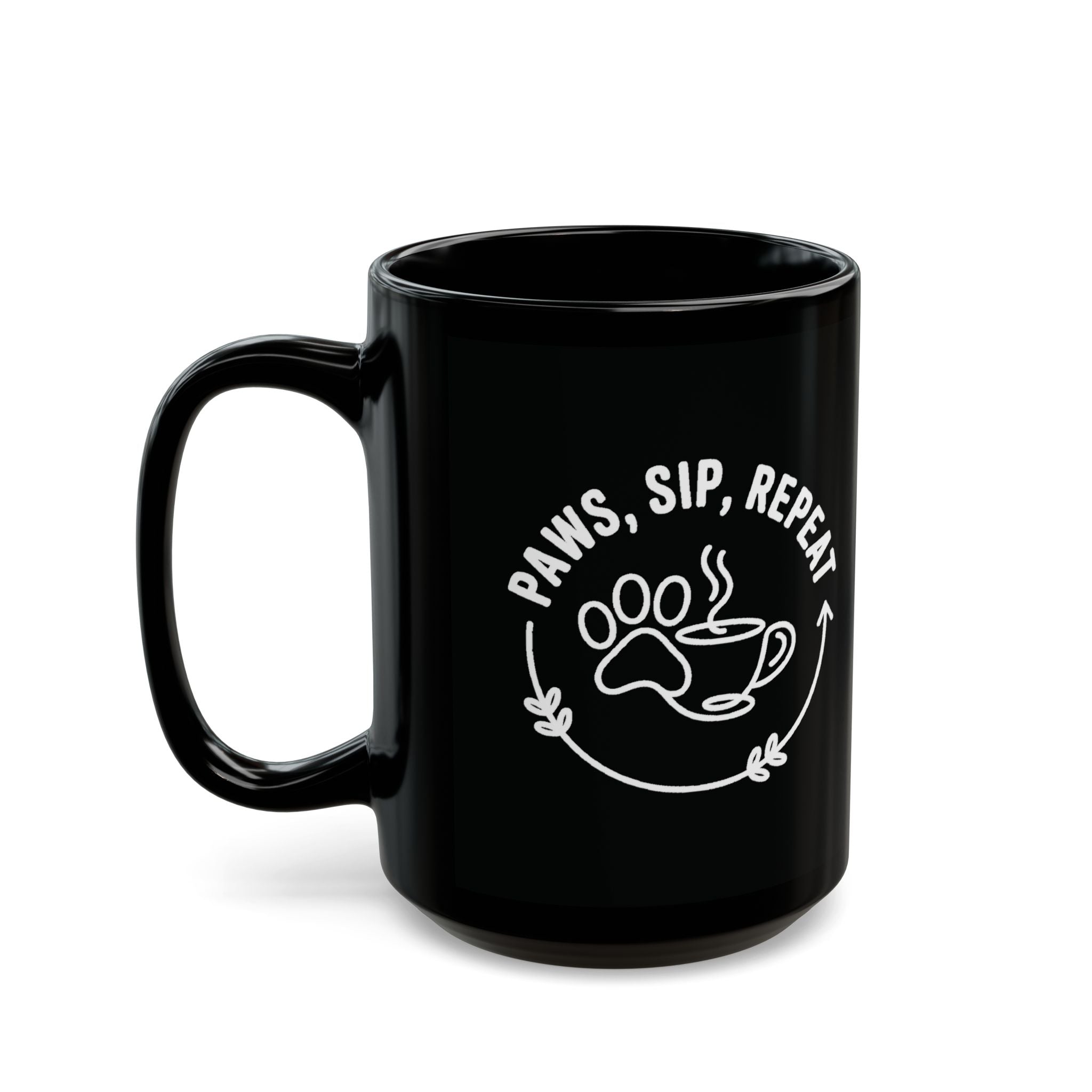 Paws Sip Repeat Mug (Black)