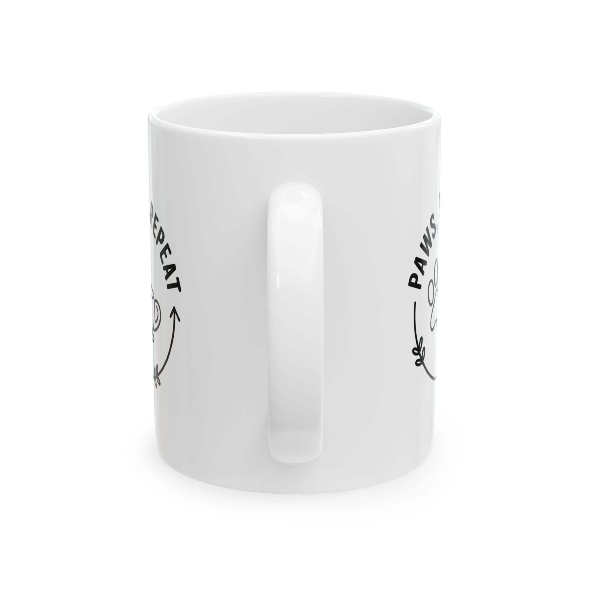 Paws, Sip, Repeat Ceramic white Mug
